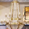 Casa Padrino Luxus Barock Kristall Kronleuchter Gold Ø 90 x H. 140 cm - Prunkvoller Kronleuchter im Barockstil - Barock Kristall Leuchten
