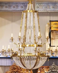 Casa Padrino Luxus Barock Kristall Kronleuchter Gold Ø 90 x H. 140 cm - Prunkvoller Kronleuchter im Barockstil - Barock Kristall Leuchten