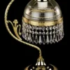 Casa Padrino Luxus Barock Kristall Tischleuchte Gold Ø 18 x H. 45 cm - Prunkvolle Messing Schreibtischleuchte mit Böhmischem Kristallglas - Barock Kristall Leuchten - Edel & Prunkvoll