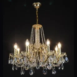 Casa Padrino Luxus Barock Kristall Kronleuchter Gold Ø 58 x H. 50 cm - Prunkvolle Messing Kronleuchter mit böhmischem Kristallglas - Barock Möbel - Edel & Prunkvoll