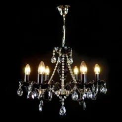 Casa Padrino Luxus Barock Kristall Kronleuchter Silber Ø 60 x H. 50 cm - Prunkvolle Messing Kronleuchter mit böhmischem Kristallglas - Barock Möbel - Edel & Prunkvoll