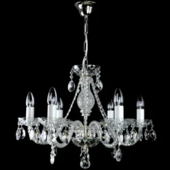 Casa Padrino Luxus Barock Kristall Kronleuchter Silber Ø 60 x H. 50 cm - Prunkvolle Messing Kronleuchter mit böhmischem Kristallglas - Barock Möbel - Edel & Prunkvoll
