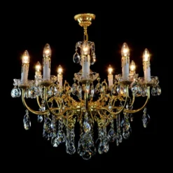 Casa Padrino Luxus Barock Kristall Kronleuchter Gold Ø 83 x H. 60 cm - Prunkvolle Messing Kronleuchter mit böhmischem Kristallglas - Barock Möbel - Edel & Prunkvoll