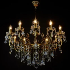 Casa Padrino Luxus Barock Kristall Kronleuchter Gold Ø 83 x H. 60 cm - Prunkvolle Messing Kronleuchter mit böhmischem Kristallglas - Barock Möbel - Edel & Prunkvoll