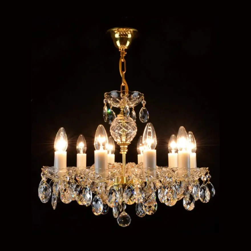 Casa Padrino Luxus Barock Kristall Kronleuchter Gold Ø 52 x H. 35 cm - Prunkvolle Messing Kronleuchter mit böhmischem Kristallglas - Barock Möbel - Edel & Prunkvoll