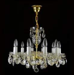 Casa Padrino Luxus Barock Kristall Kronleuchter Gold Ø 52 x H. 35 cm - Prunkvolle Messing Kronleuchter mit böhmischem Kristallglas - Barock Möbel - Edel & Prunkvoll