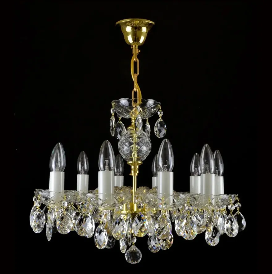 Casa Padrino Luxus Barock Kristall Kronleuchter Gold Ø 52 x H. 35 cm - Prunkvolle Messing Kronleuchter mit böhmischem Kristallglas - Barock Möbel - Edel & Prunkvoll