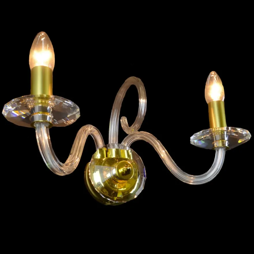 Casa Padrino Luxus Barock Kristall Tischleuchte Gold 40 x 17 x H. 20 cm - Prunkvolle Messing Tischleuchte mit böhmischem Kristallglas - Barock Möbel - Edel & Prunkvoll