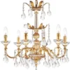 Casa Padrino Luxus Barock Kristall Kronleuchter Gold mit Patina Ø 62 x H. 62 cm - Prunkvoller Kronleuchter mit Böhmischem Kristallglas - Luxus Qualität