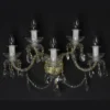 Casa Padrino Luxus Barock Kristall Tischleuchte Gold 56 x 23 x H. 38 cm - Prunkvolle Messing Tischleuchte mit böhmischem Kristallglas - Barock Möbel - Edel & Prunkvoll