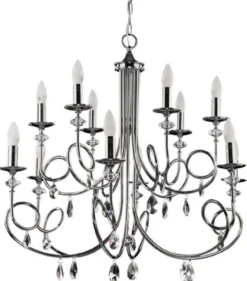 Casa Padrino Luxus Barock Kristall Kronleuchter Silber Ø 90 x H. 75 cm - Prunkvoller Wohnzimmer Kronleuchter im Barockstil - Edel & Prunkvoll
