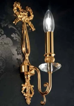 Casa Padrino Luxus Barock Kristall Wandleuchte Gold 10 x 16 x H. 36 cm - Prunkvolle Wandlampe im Barockstil - Barock Leuchten - Edel & Prunkvoll - Luxus Qualität - Made in Italy