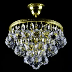 Casa Padrino Luxus Barock Kristall Kronleuchter Gold Ø 30 x H. 35 cm - Prunkvolle Messing Kronleuchter mit böhmischem Kristallglas - Barock Möbel - Edel & Prunkvoll