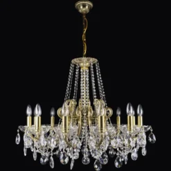 Casa Padrino Luxus Barock Kristall Kronleuchter Gold Ø 62 x H. 65 cm - Prunkvolle Messing Kronleuchter mit böhmischem Kristallglas - Barock Möbel - Edel & Prunkvoll