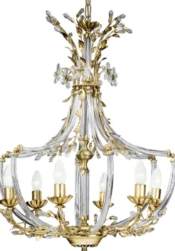 Casa Padrino Luxus Barock Kristall Kronleuchter Gold Ø 55 x H. 80 cm - Prunkvoller Kronleuchter mit edlem Swarovski Kristallglas - Luxus Qualität