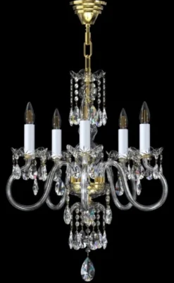 Casa Padrino Luxus Barock Kristall Kronleuchter Gold / Weiß Ø 52 x H. 68 cm - Prunkvoller Barockstil Kronleuchter mit böhmischen Kristallglas - Barock Kristall Leuchten