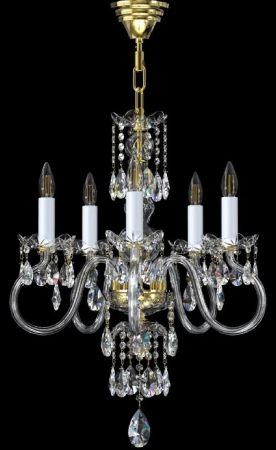 Casa Padrino Luxus Barock Kristall Kronleuchter Gold / Weiß Ø 52 x H. 68 cm - Prunkvoller Barockstil Kronleuchter mit böhmischen Kristallglas - Barock Kristall Leuchten