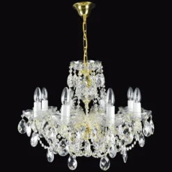 Casa Padrino Luxus Barock Kristall Kronleuchter Gold Ø 60 x H. 44 cm - Prunkvolle Messing Kronleuchter mit böhmischem Kristallglas - Barock Möbel - Edel & Prunkvoll