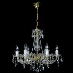 Casa Padrino Luxus Barock Kristall Kronleuchter Gold Ø 58 x H. 50 cm - Prunkvolle Messing Kronleuchter mit böhmischem Kristallglas - Barock Möbel - Edel & Prunkvoll