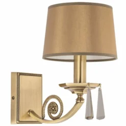 Casa Padrino Luxus Barock Kristall Wandleuchte Messing mit Patina / Braun H. 28 cm