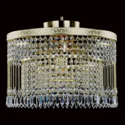 Casa Padrino Luxus Barock Kristall Kronleuchter Gold Ø 40 x H. 30 cm - Prunkvolle Messing Kronleuchter mit böhmischem Kristallglas - Barock Möbel - Edel & Prunkvoll