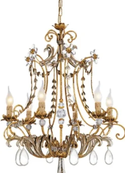 Casa Padrino Luxus Barock Kristall Kronleuchter Antik Gold / Antik Silber Ø 62 x H. 73 cm - Prunkvoller Wohnzimmer Kronleuchter im Barockstil - Luxus Qualität - Made in Italy