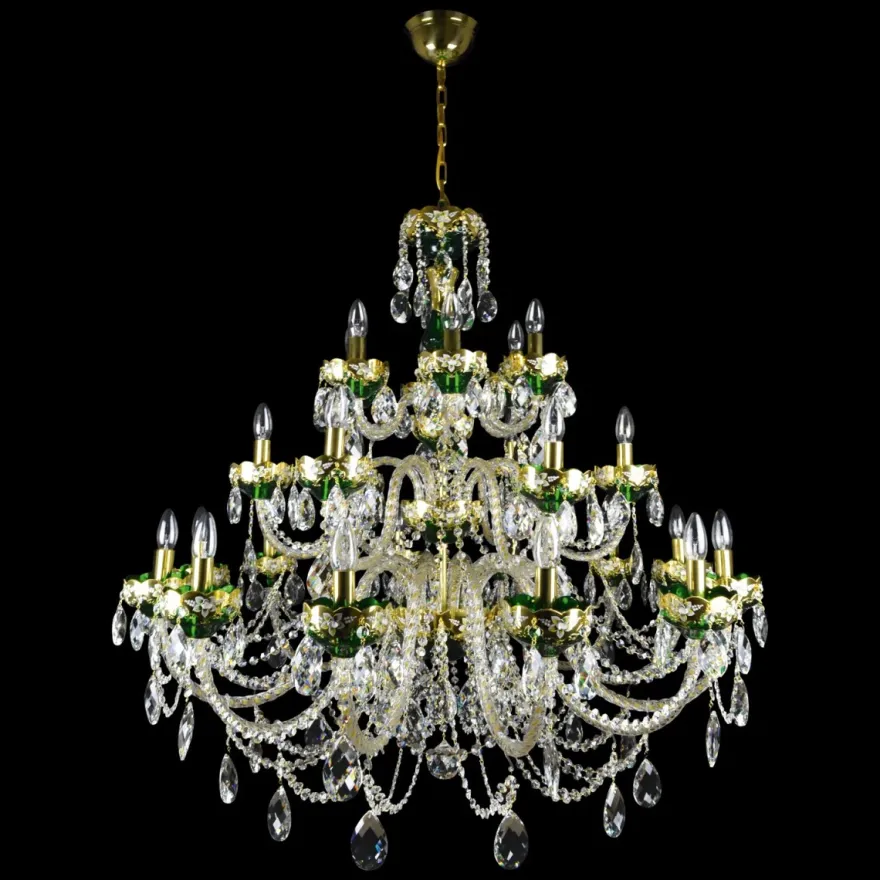 Casa Padrino Luxus Barock Kristall Kronleuchter Gold Ø 100 x H. 97 cm - Prunkvolle Messing Kronleuchter mit böhmischem Kristallglas - Barock Möbel - Edel & Prunkvoll