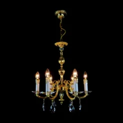 Casa Padrino Luxus Barock Kristall Kronleuchter Gold Ø 53 x H. 60 cm - Prunkvolle Messing Kronleuchter mit böhmischem Kristallglas - Barock Möbel - Edel & Prunkvoll