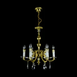 Casa Padrino Luxus Barock Kristall Kronleuchter Gold Ø 53 x H. 60 cm - Prunkvolle Messing Kronleuchter mit böhmischem Kristallglas - Barock Möbel - Edel & Prunkvoll