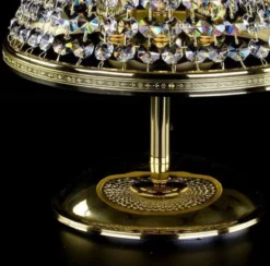 Casa Padrino Luxus Barock Kristall Tischleuchte Gold Ø 25 x H. 32 cm - Prunkvolle Hockerleuchte mit Böhmischem Kristallglas - Barock Kristall Leuchten