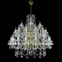 Casa Padrino Luxus Barock Kristall Kronleuchter Gold Ø 98 x H. 98 cm - Prunkvolle Messing Kronleuchter mit böhmischem Kristallglas - Barock Möbel - Edel & Prunkvoll