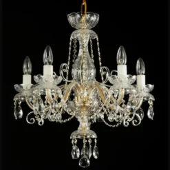 Casa Padrino Luxus Barock Kristall Kronleuchter Gold Ø 55 x H. 55 cm - Prunkvolle Messing Kronleuchter mit böhmischem Kristallglas - Barock Möbel - Edel & Prunkvoll