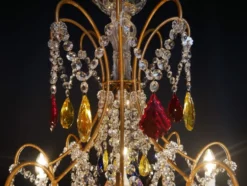 Casa Padrino Luxus Barock Kristallglas Kronleuchter Mehrfarbig / Gold Ø 80 x H. 80 cm - Hotel & Restaurant Kronleuchter - Barock Leuchten - Edel & Prunkvoll - Luxus Qualität - Made in Italy
