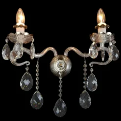 Casa Padrino Luxus Barock Kristall Wandleuchte Silber 38 x 18 x H. 40 cm - Prunkvolle Messing Wandleuchte mit böhmischem Kristallglas - Barock Möbel - Edel & Prunkvoll