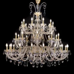 Casa Padrino Luxus Barock Kristall Kronleuchter Gold Ø 160 x H. 160 cm - Prunkvolle Messing Kronleuchter mit böhmischem Kristallglas - Barock Möbel - Edel & Prunkvoll