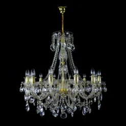 Casa Padrino Luxus Barock Kristall Kronleuchter Gold Ø 76 x H. 78 cm - Prunkvolle Messing Kronleuchter mit böhmischem Kristallglas - Barock Möbel - Edel & Prunkvoll