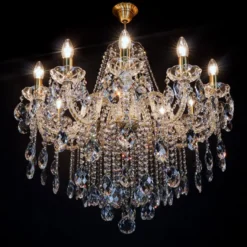 Casa Padrino Luxus Barock Kristall Kronleuchter Gold Ø 73 x H. 73 cm - Prunkvolle Messing Kronleuchter mit böhmischem Kristallglas - Barock Möbel - Edel & Prunkvoll