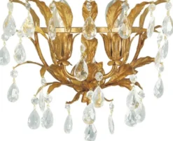 Casa Padrino Luxus Barock Kristall Wandleuchte Antik Gold 32 x 20 x H. 25 cm - Elegante Metall Wandlampe mit edlen Glasperlen - Barock Leuchten