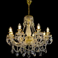 Casa Padrino Luxus Barock Kristall Kronleuchter Gold Ø 65 x H. 62 cm - Prunkvoller Messing Kronleuchter mit böhmischem Kristallglas - Barock Möbel - Edel & Prunkvoll