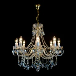 Casa Padrino Luxus Barock Kristall Kronleuchter Gold Ø 65 x H. 62 cm - Prunkvoller Messing Kronleuchter mit böhmischem Kristallglas - Barock Möbel - Edel & Prunkvoll