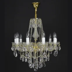 Casa Padrino Luxus Barock Kristall Kronleuchter Gold Ø 60 x H. 60 cm - Prunkvolle Messing Kronleuchter mit böhmischem Kristallglas - Barock Möbel - Edel & Prunkvoll