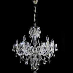 Casa Padrino Luxus Barock Kristall Kronleuchter Silber Ø 68 x H. 70 cm - Prunkvolle Messing Kronleuchter mit böhmischem Kristallglas - Barock Möbel - Edel & Prunkvoll