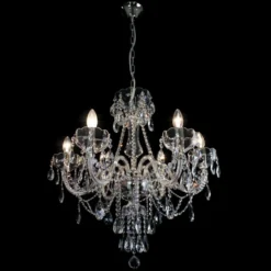 Casa Padrino Luxus Barock Kristall Kronleuchter Silber Ø 68 x H. 70 cm - Prunkvolle Messing Kronleuchter mit böhmischem Kristallglas - Barock Möbel - Edel & Prunkvoll