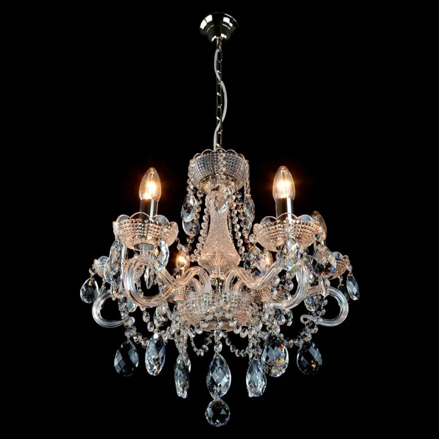 Casa Padrino Luxus Barock Kristall Kronleuchter Silber Ø 50 x H. 54 cm - Prunkvolle Messing Kronleuchter mit böhmischem Kristallglas - Barock Möbel - Edel & Prunkvoll