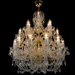 Casa Padrino Luxus Barock Kristall Kronleuchter Gold Ø 67 x H. 80 cm - Prunkvolle Messing Kronleuchter mit böhmischem Kristallglas - Barock Möbel - Edel & Prunkvoll