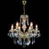 Casa Padrino Luxus Barock Kristall Kronleuchter Gold Ø 50 x H. 54 cm - Prunkvolle Messing Kronleuchter mit böhmischem Kristallglas - Barock Möbel - Edel & Prunkvoll