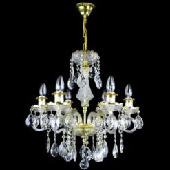 Casa Padrino Luxus Barock Kristall Kronleuchter Gold Ø 50 x H. 54 cm - Prunkvolle Messing Kronleuchter mit böhmischem Kristallglas - Barock Möbel - Edel & Prunkvoll