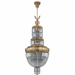Casa Padrino Luxus Barock Kristall Kronleuchter Messing mit Patina Ø 40 x H. 120 cm