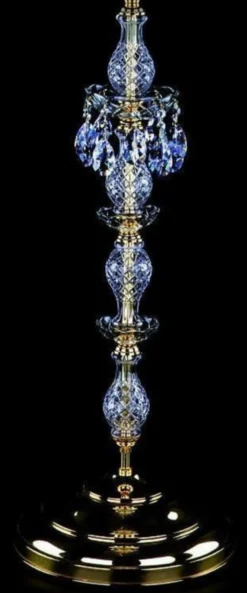 Casa Padrino Luxus Barock Kristall Stehleuchte Gold Ø 56 x H. 160 cm - Prunkvolle Stehlampe mit Böhmischem Kristallglas - Barock Kristall Leuchten