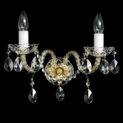Casa Padrino Luxus Barock Kristall Tischleuchte Gold 40 x 20 x H. 25 cm - Prunkvolle Messing Tischleuchte mit böhmischem Kristallglas - Barock Möbel - Edel & Prunkvoll